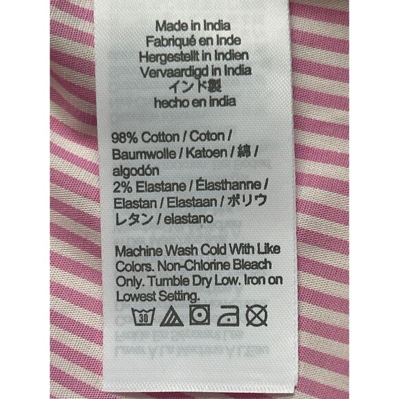 I. Crew Women’s Blouse Pink & White Striped Size Small Key Hole Puff Sleeve NWT - Picture 7 of 7